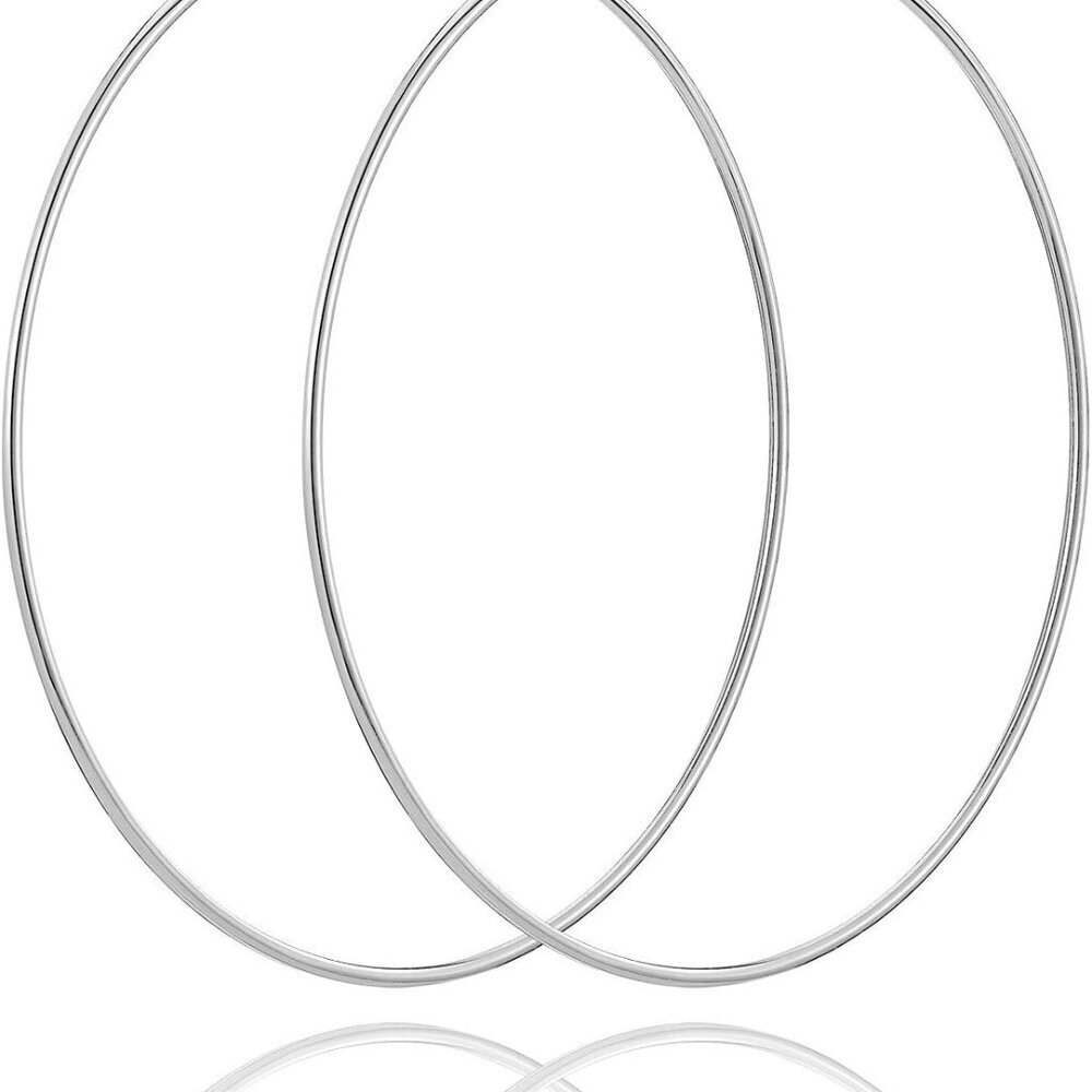 Sterling Silver Hoop Earrings Lightweight Thin Women 20-60MM Jewelry Gift